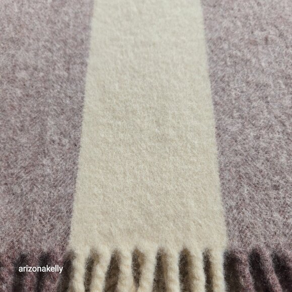 Wool Scarf Neutral Colors Stripe - Picture 12 of 13